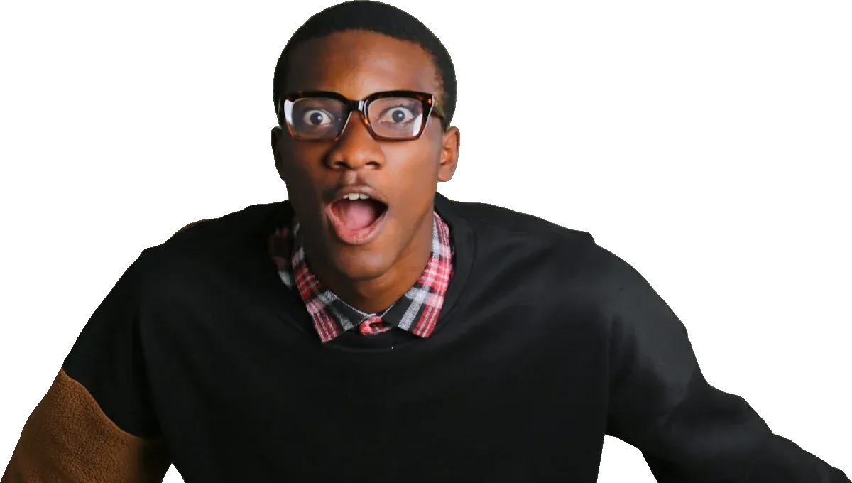 Creator de óculos com cara de espanto
